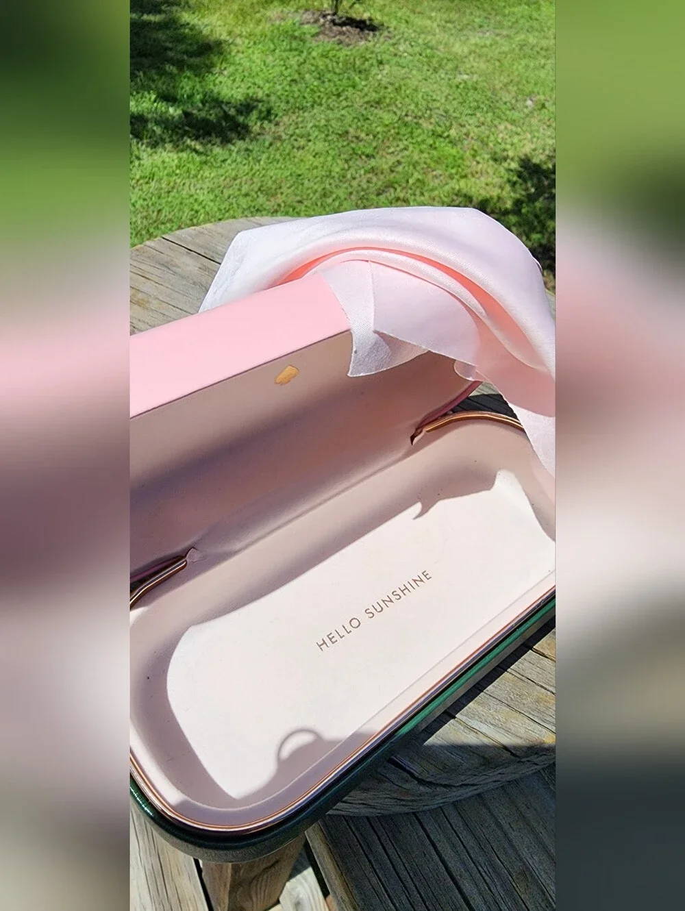 kate spade Pink and Dark Green Hard Shell Glasses Case